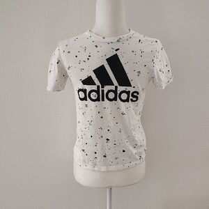 Adidas Kids White and Black Logo T-Shirt